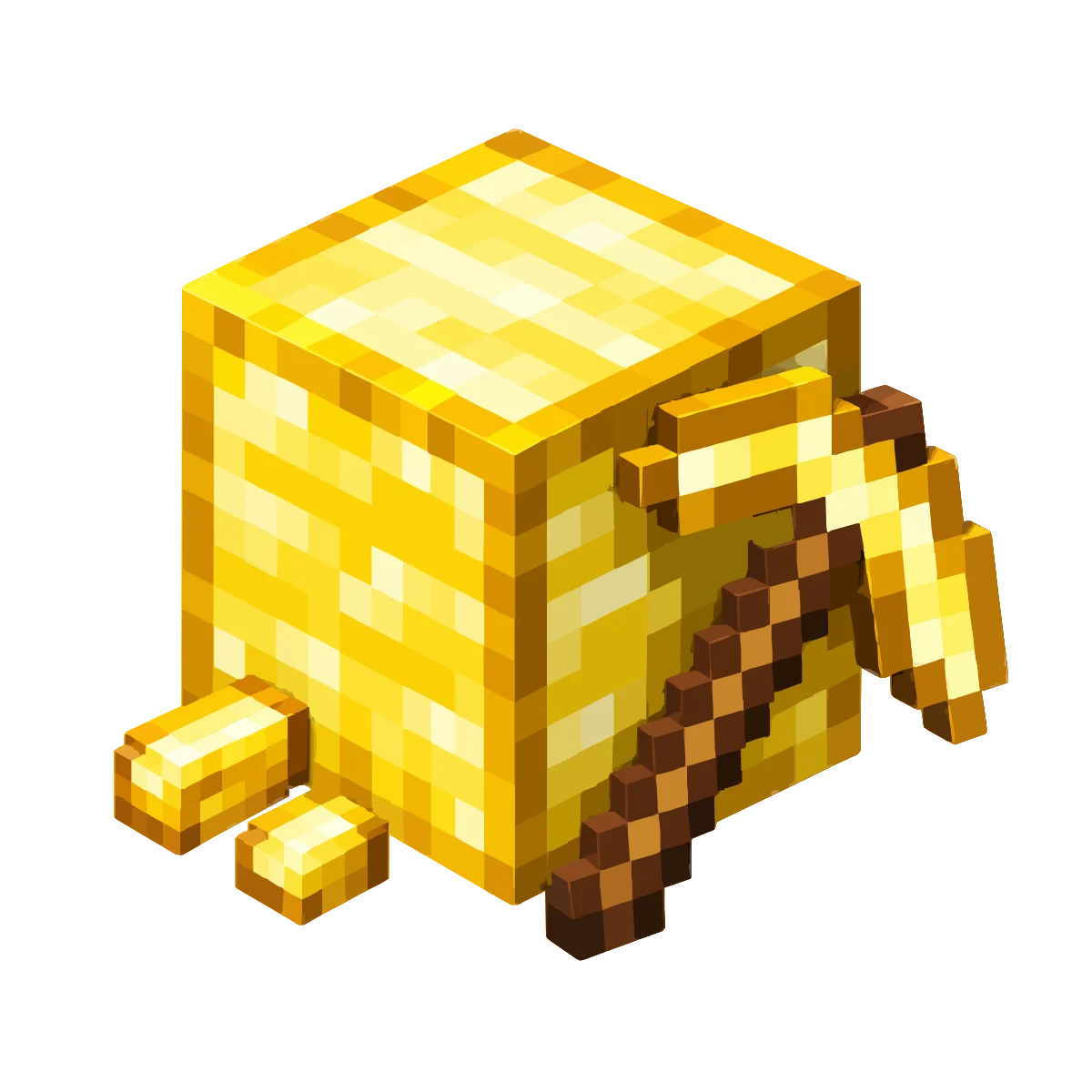 Pixel art gold block with a pickaxe, the Premium plan emblem for 24 GB Minecraft server hosting on Lodehost
