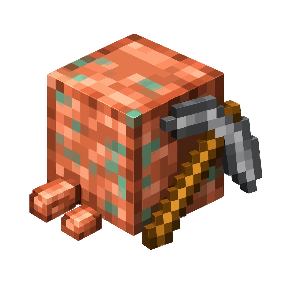 Pixel art copper block with a pickaxe, the Starter plan emblem for 8 GB Minecraft server hosting on Lodehost