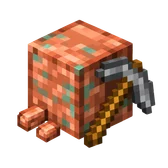 Pixel art copper block with a pickaxe, the Starter plan emblem for 8 GB Minecraft server hosting on Lodehost
