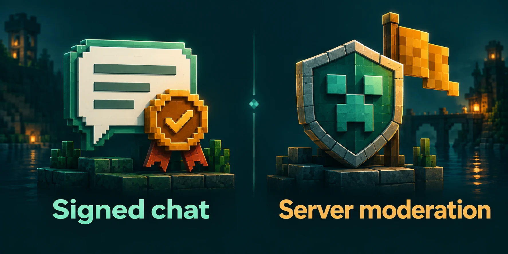 Signed Minecraft chat and server moderation as separate concepts