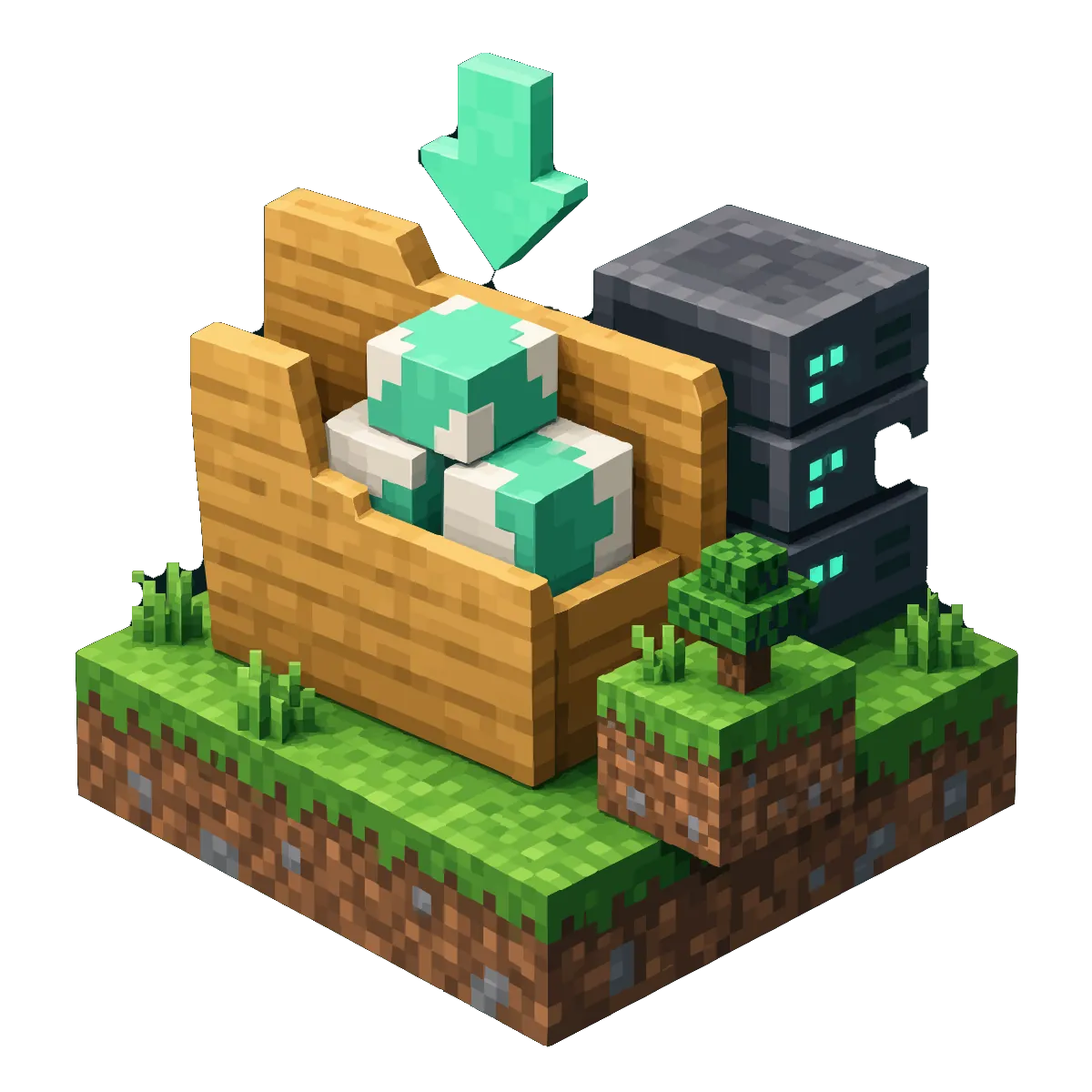 A datapack zip going into the datapacks folder of a Minecraft world