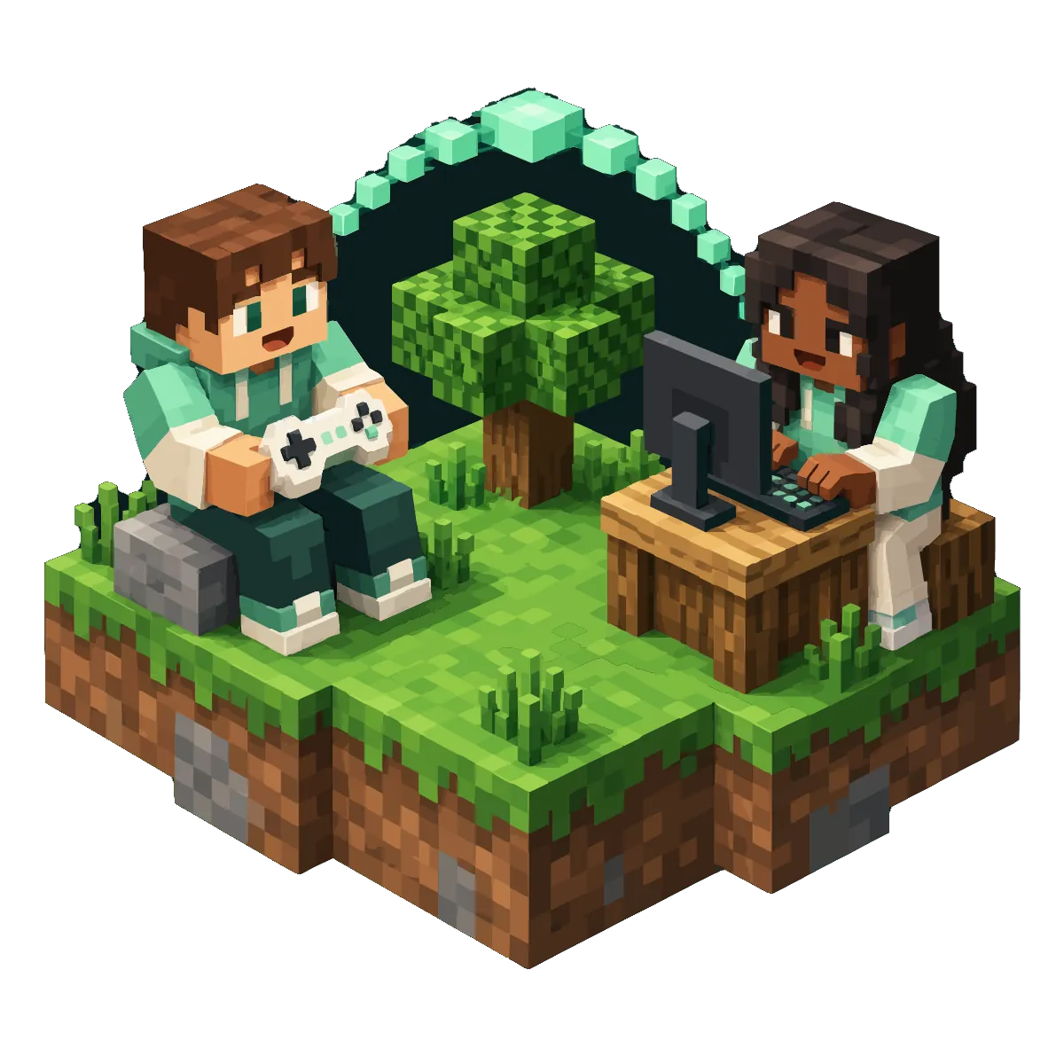 A PC, a phone, a tablet and a game console all connected to one Minecraft server