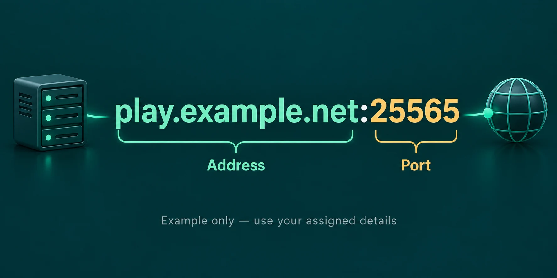 A Minecraft server address separated from its port number
