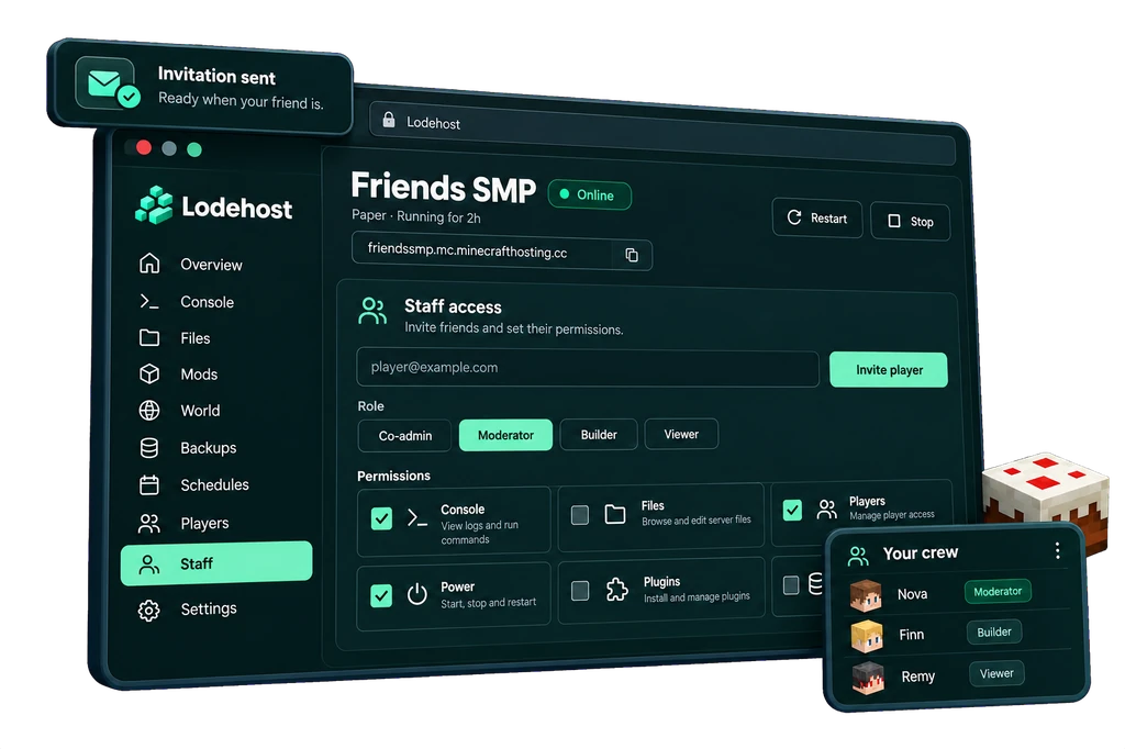 Lodehost panel: Manage your server together