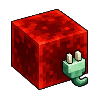 Redstone block with a plug, for the Geyser and Floodgate plugins on a Crossplay server