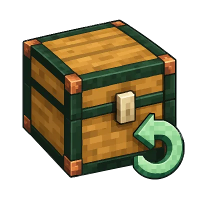 Minecraft chest with a green restore arrow for the daily server backups